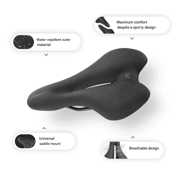 Cyclist's ergonomic memory foam bike seat for unisex comfort. Reduces pressure for enjoyable, long-distance cycling.