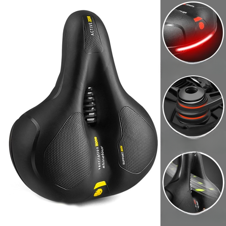Comfortable waterproof bicycle saddle with shock absorption for men & women. Ideal cycling seat for pain relief.
