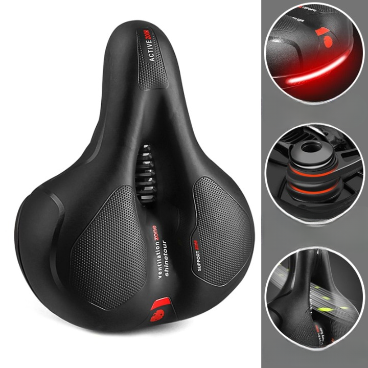 Unisex comfortable cycling seat, shock-absorbing bicycle accessory for long rides. Pain relief design.