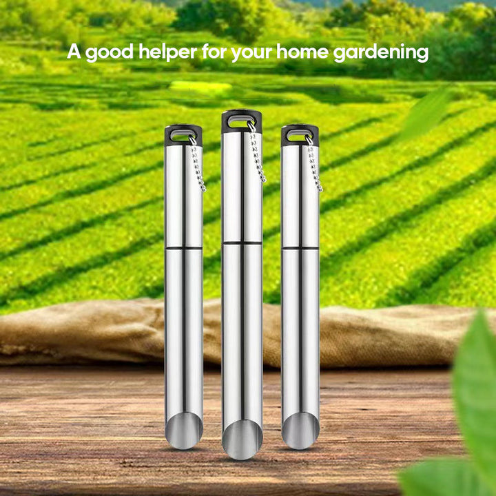 Gardening enthusiast happily using the ergonomic weed puller for comfortable, effective weeding