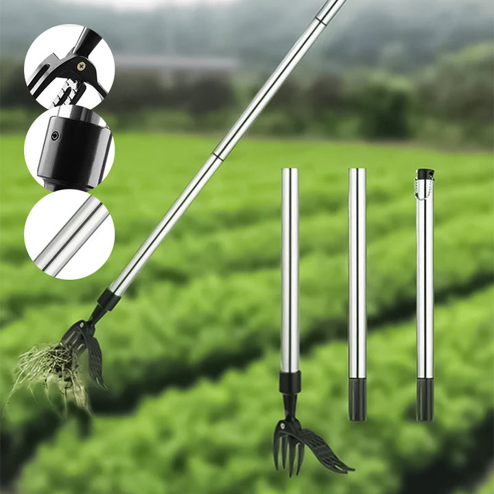 Weed puller tool disassembled for compact storage, a great space-saving gardening handtool