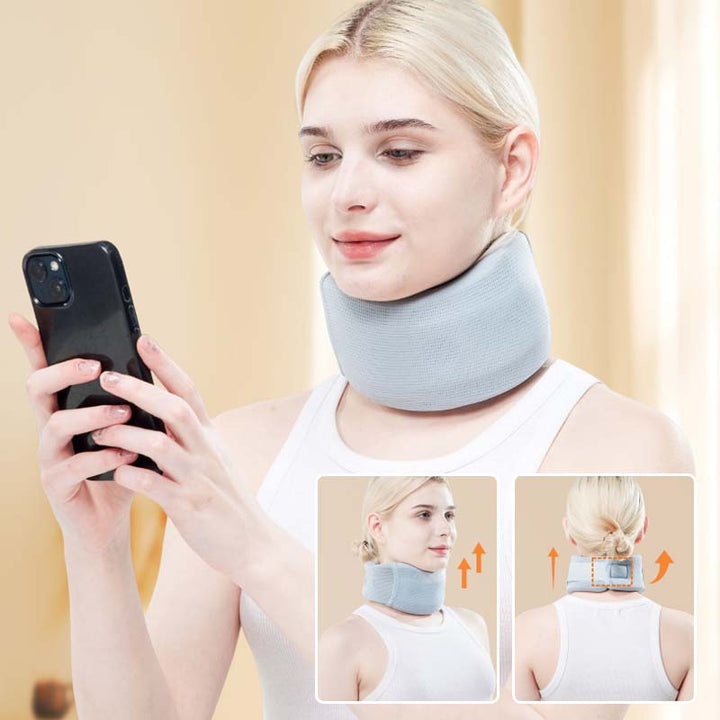 Unisex neck brace for improved posture, offering firm yet comfortable cervical support.