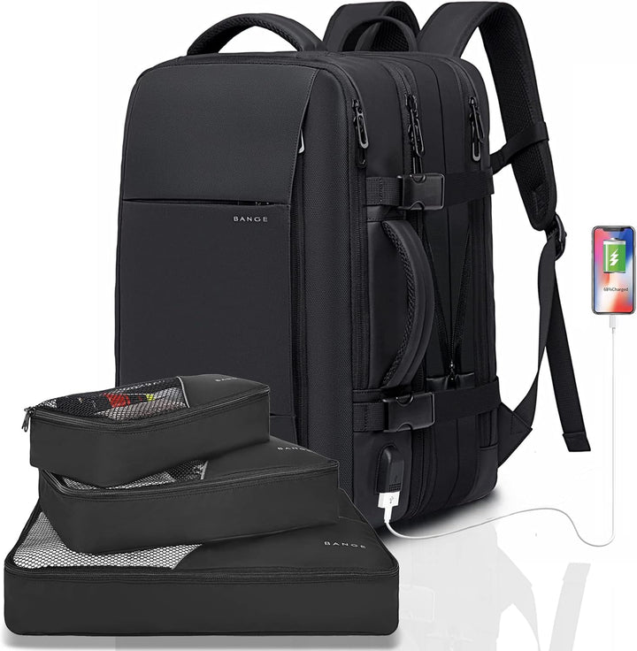 Adventure-ready unisex expandable backpack in an outdoor hiking environment.