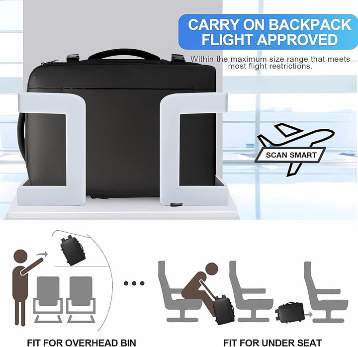 Ergonomic expandable travel backpack with breathable mesh back panel for comfort.
