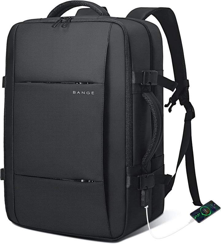 Expandable backpack with top & side handles, offering multiple carrying options.