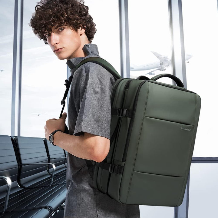 Carry-on compliant expandable travel backpack, 26-45L, for stress-free flights.