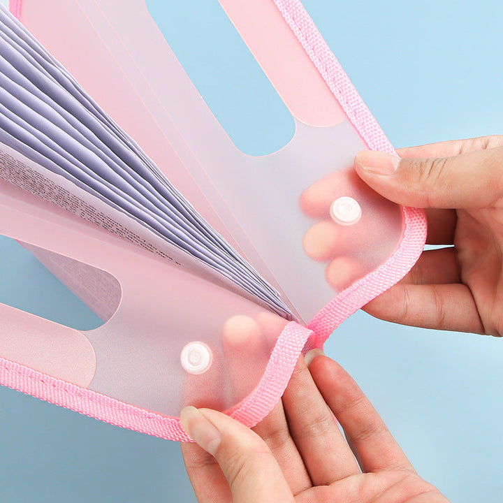 Compact view of the portable waterproof document organizer, 13 pockets, easy to carry for school or office