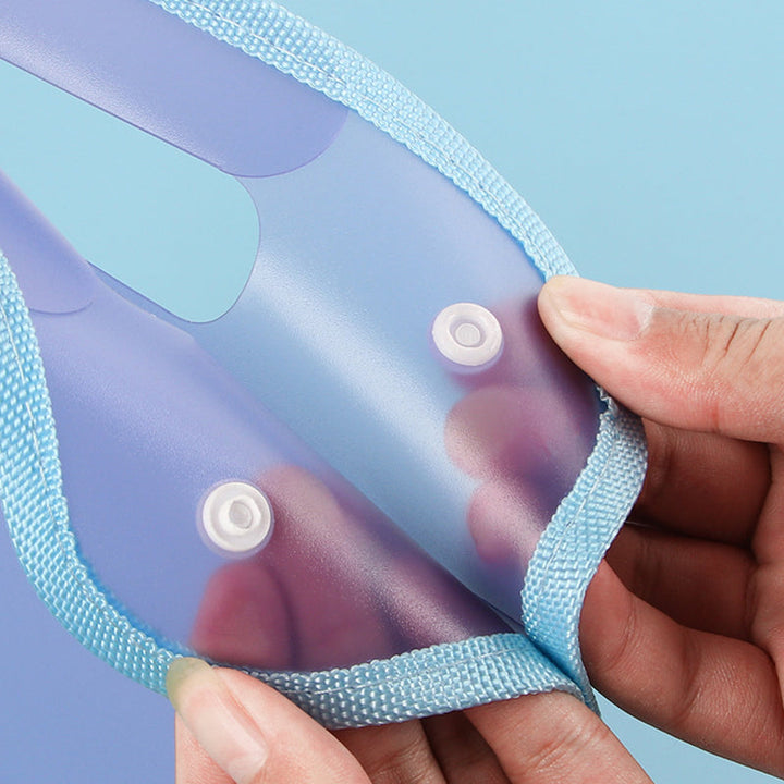 Person holding an extendable waterproof document organizer with 13 pockets, emphasizing its portability