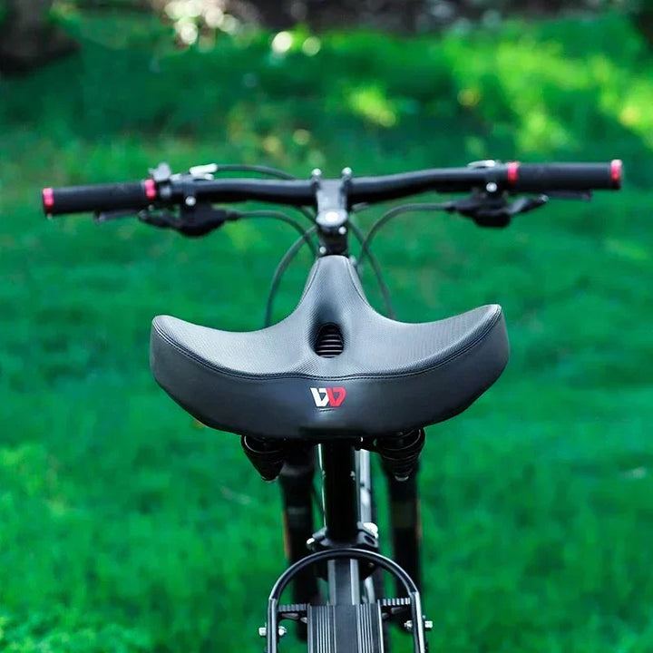 Enjoy long rides with this comfortable wide bicycle saddle. Memory foam & shock absorbing for all bikes.
