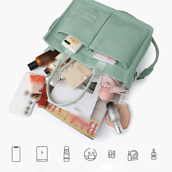 Stylish unisex canvas bag, a durable and comfortable option for hands-free carrying.