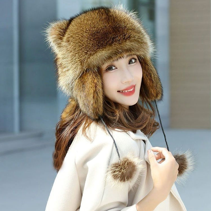 Winter accessory: Faux Fur Raccoon Tail Trapper Hat for adults/children