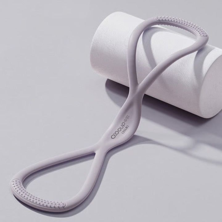 Versatile figure 8 resistance band for unisex fitness, muscle toning, flexibility, and full-body exercise.