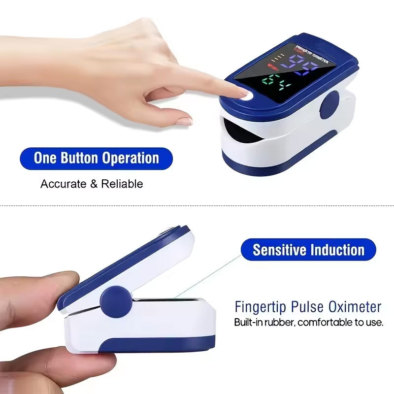 Unisex oximeter with easy-to-read LED screen, tracking blood oxygen and heart rate metrics