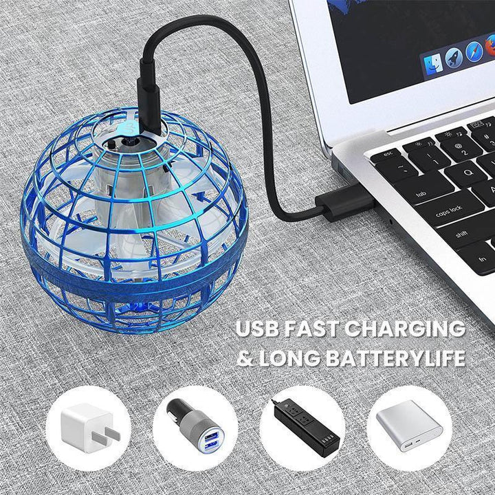 Handheld portable flying orb toy, safe for kids and adults, with a unique spherical shape