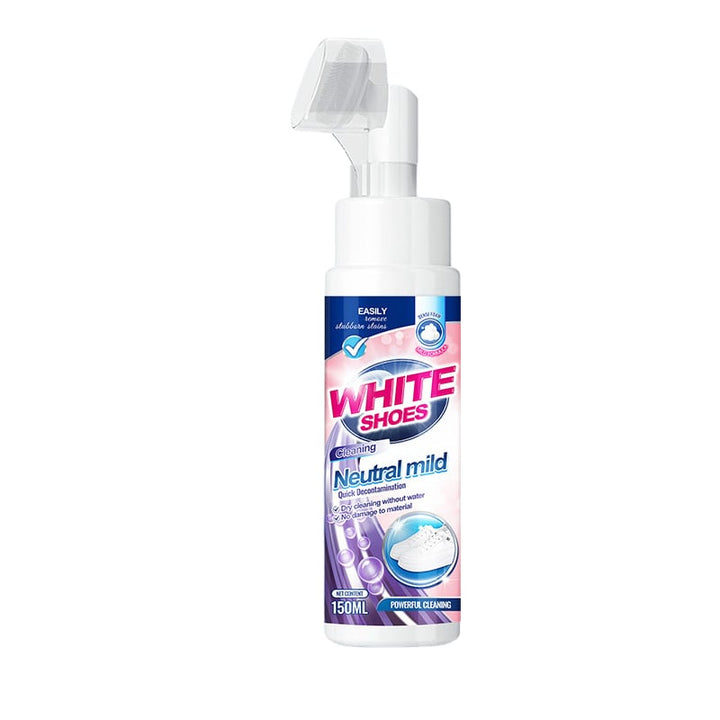 Before: Muddy white sneaker. After: Cleaned with No-Rinse Foam Sneaker Cleaner, quick & easy.