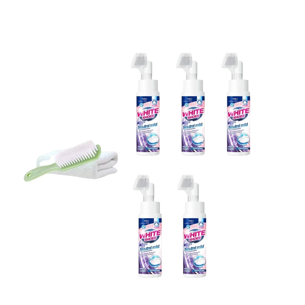 Unisex Foam No-Rinse Sneaker Cleaner bottle with a focus on 'no-rinse' and 'white shoes'.