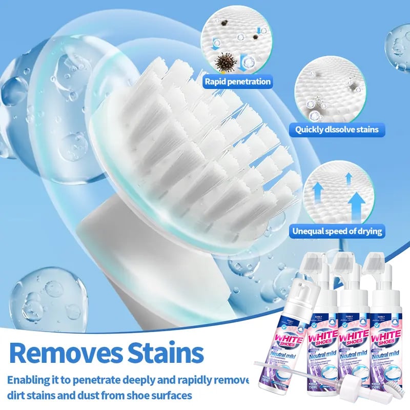 Foam No-Rinse Sneaker Cleaner bottle for white footwear, easy quick clean on sneakers.