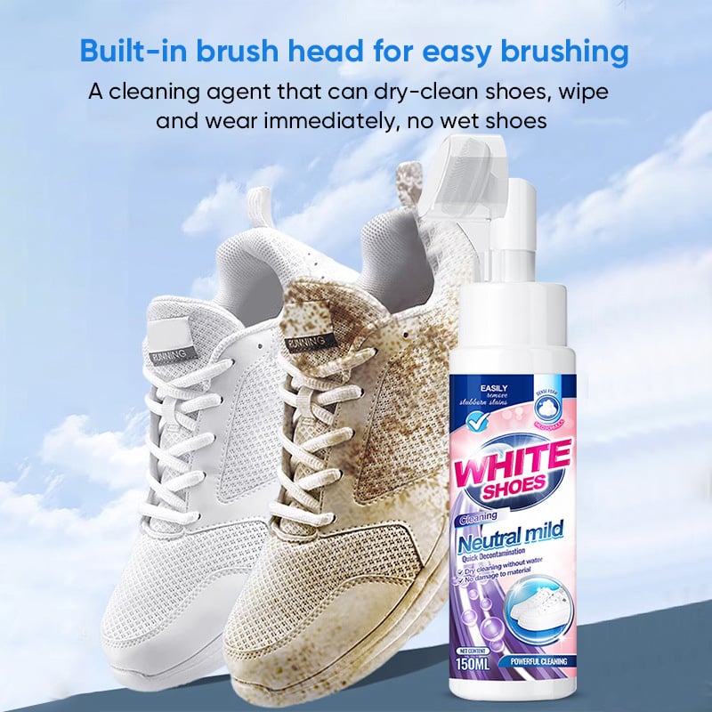 Set of Foam No-Rinse Sneaker Cleaner bottles for white shoes, effective quick care solution.