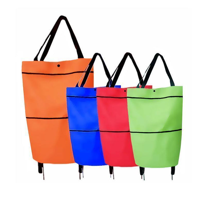 Stylish and practical foldable shopping bag with wheels for easy grocery transport