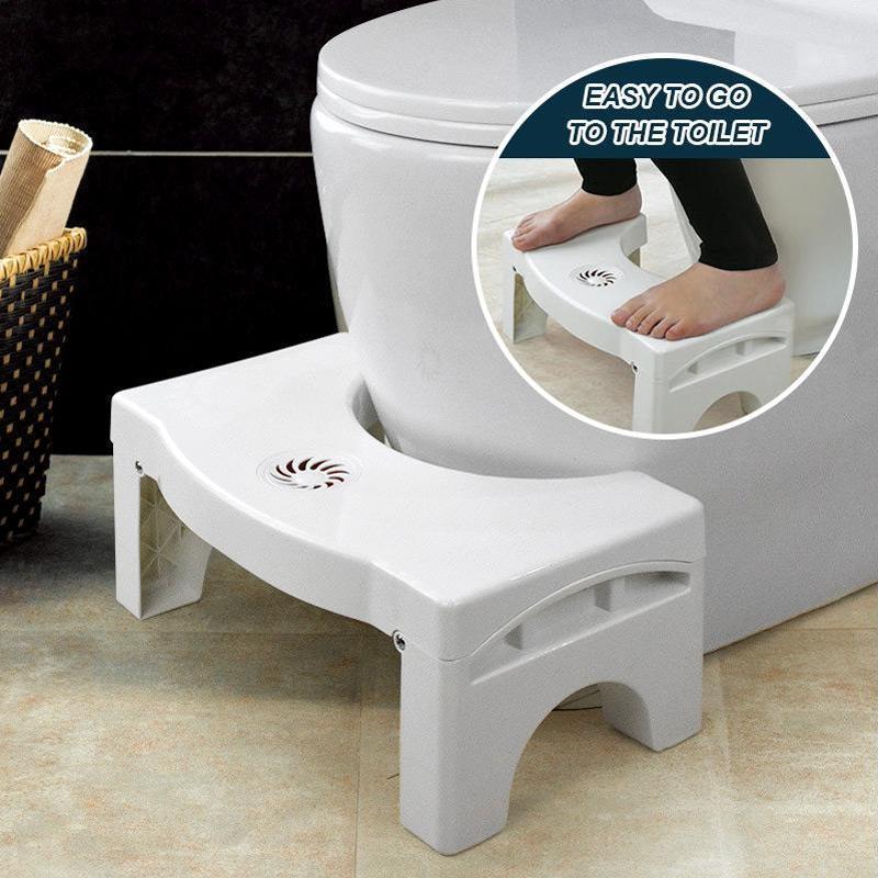 Portable bathroom squatting stool, easy storage, durable plastic construction, essential houseware for comfort.