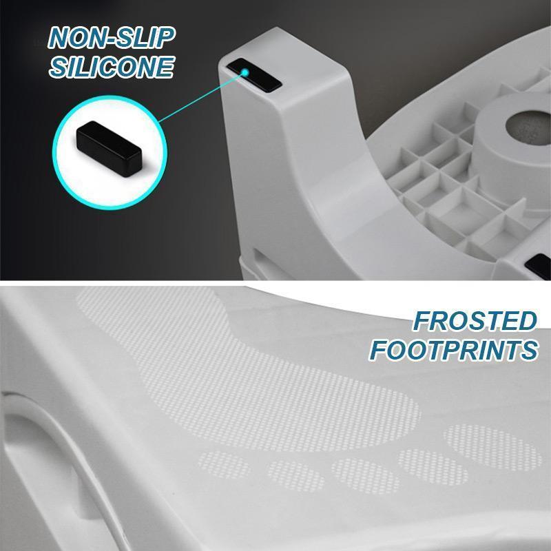 Squatting toilet stool, foldable design, aids in colon health, unisex bathroom houseware accessory.