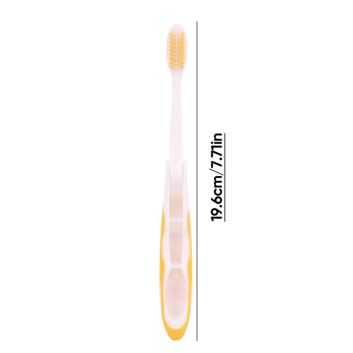 Detailed view of the folding mechanism of the unisex travel toothbrush for adults & kids