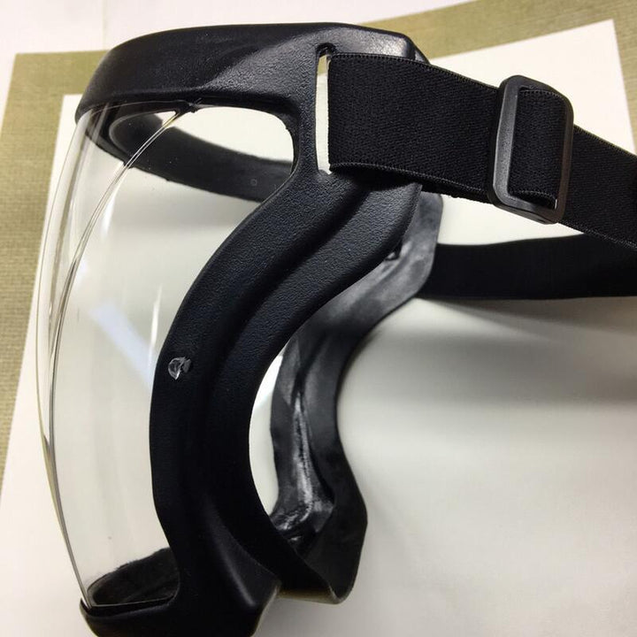 Workplace safety gear: full face shield with clear visor, splash guard, and universal fit