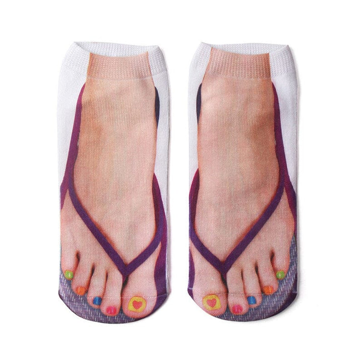 Funny 3D print ankle socks patterned with a whimsical cactus design, comfortable unisex cotton socks