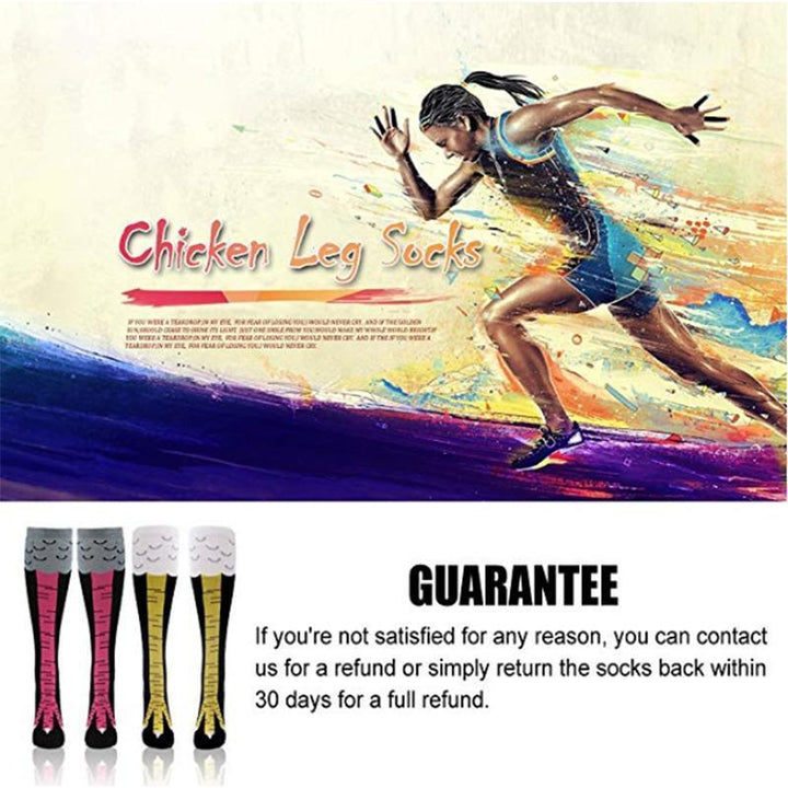 Unisex funny chicken leg novelty socks on a white background, perfect for a costume or fun gift.