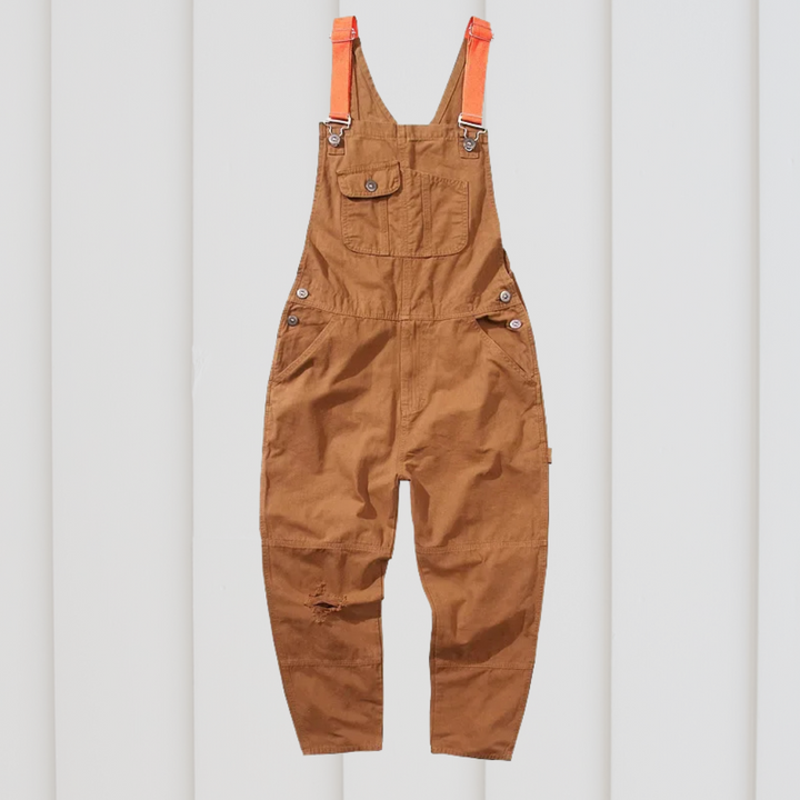 Unisex gardening dungarees. Durable work overalls with multiple utility pockets, ideal for comfortable outdoor work.