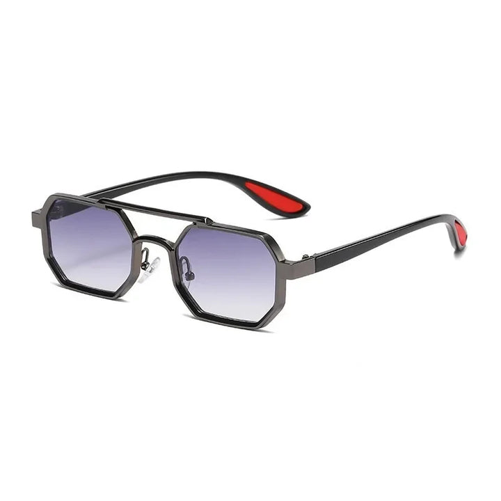 Stylish unisex geometric shades with a contrasting dual-tone frame, suitable for any outfit