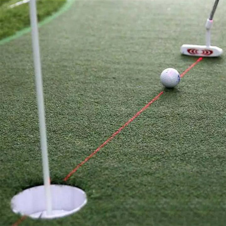 Portable golf accessory: laser alignment tool for putters, great for practice sessions