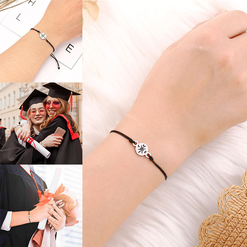Unisex Graduation Compass Bracelet, stainless steel, adjustable, perfect student gift with gift box