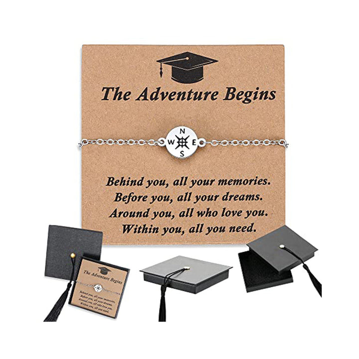 Graduation Compass Bracelet with meaningful charm, symbolizing a new journey, student gift