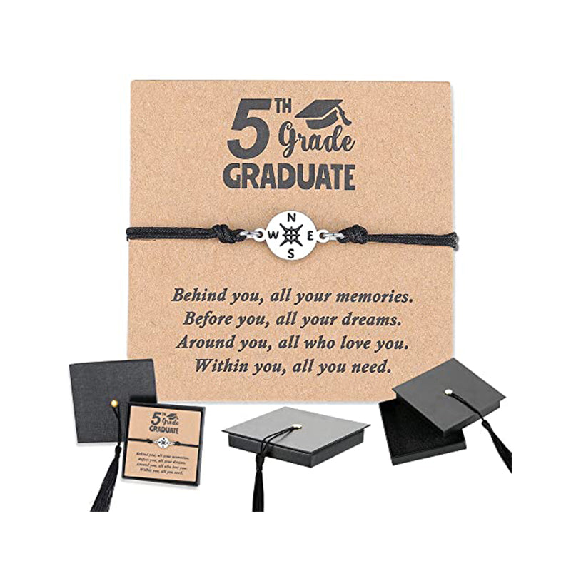 Detailed engraving on the Unisex Graduation Compass Bracelet, a unique commemorative jewelry piece