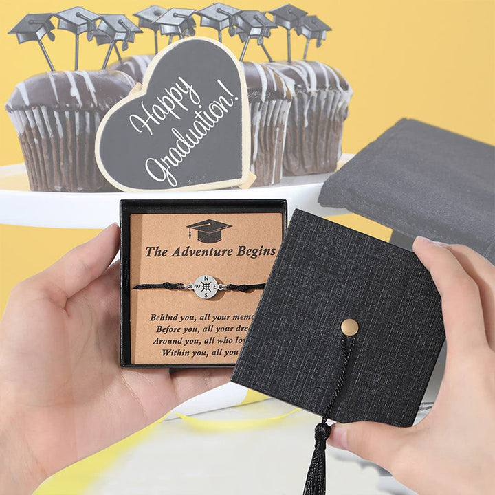 Graduation Compass Bracelet, unisex, worn on wrist, inspiration, perfect for graduate, gift boxed