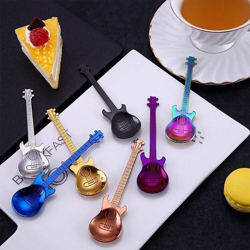 Ergonomic guitar design stainless steel tea spoon, comfortable and stylish cutlery