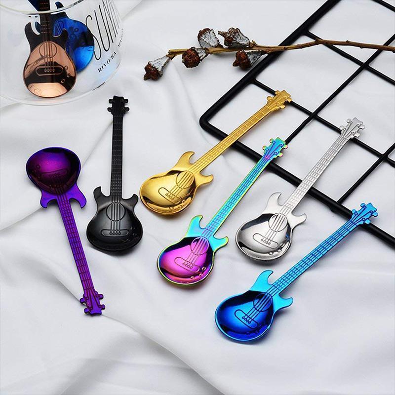 Silver guitar design coffee spoon, a charming and unique housewarming kitchenware item
