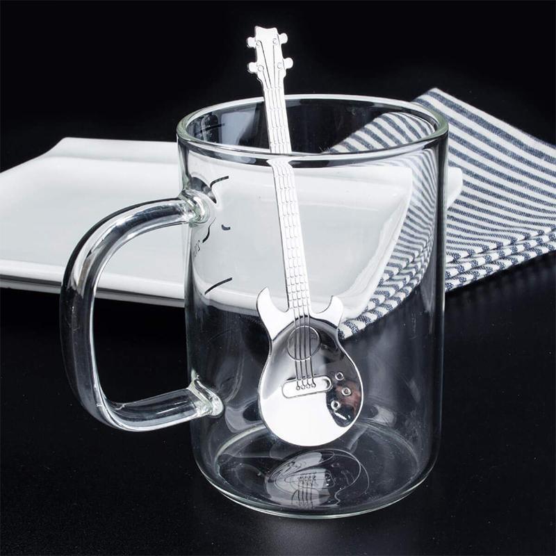 Unisex stainless steel guitar spoon, versatile cutlery for coffee, tea, or dessert