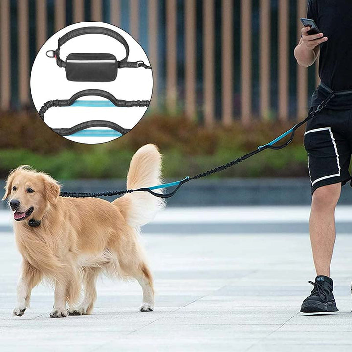 Unisex hands-free dog leash with zipper pouch, perfect for pet walking and running