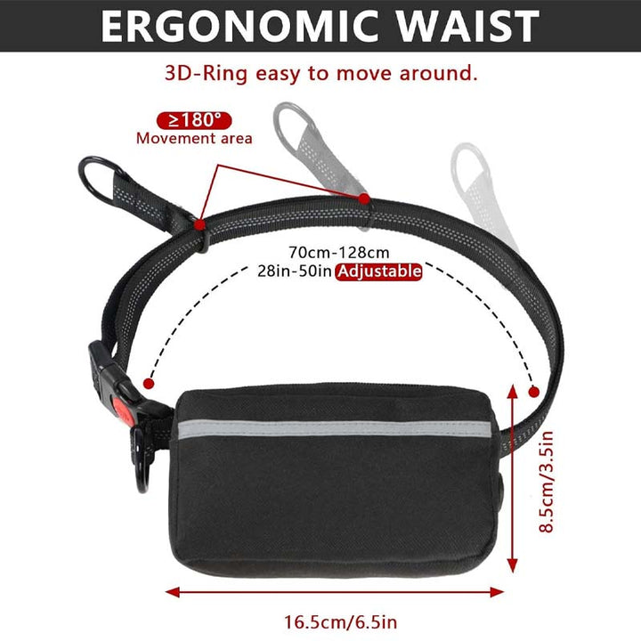 Adjustable waist hands-free dog leash, includes a practical zipper storage pouch