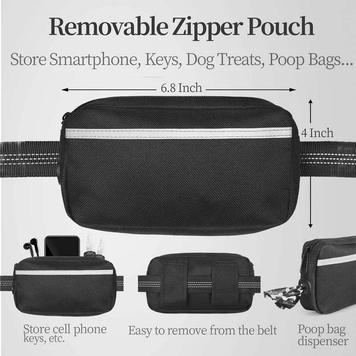 Durable nylon hands-free dog leash for all dog breeds, featuring a reflective design