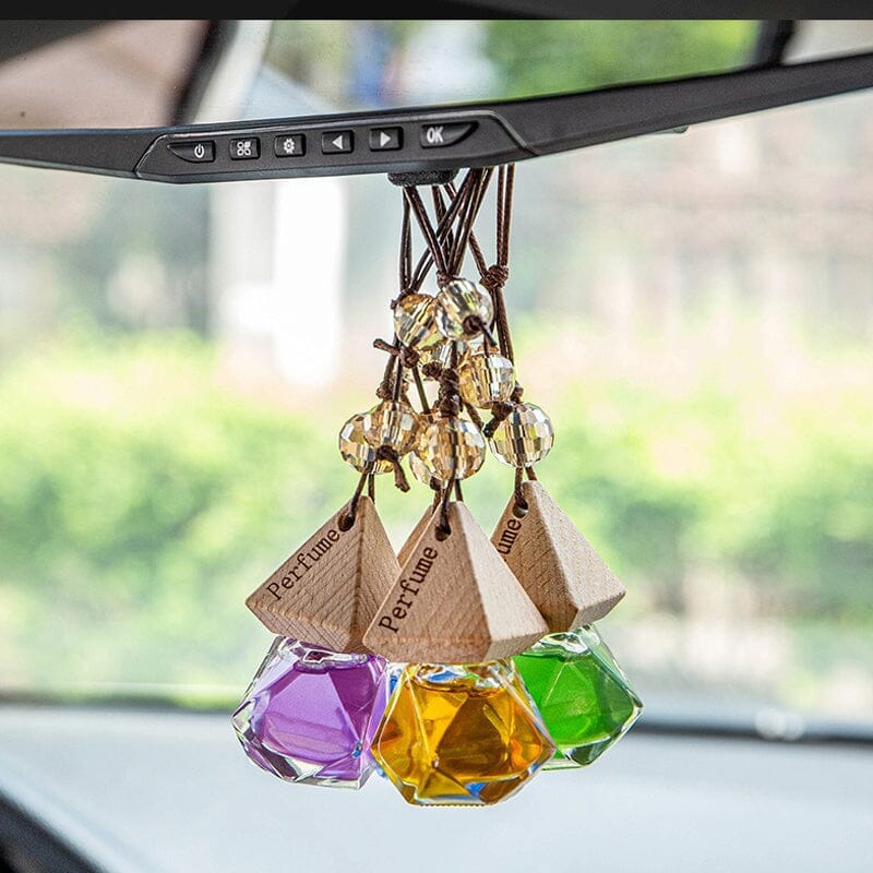 Hanging car air freshener vial, empty, ready for essential oils, auto accessory, car aroma diffuser