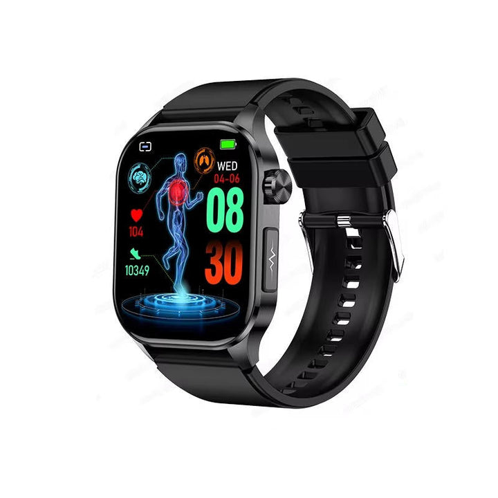 Unisex health monitoring smartwatch for seniors. Vital tracking: blood pressure, heart rate, blood sugar.
