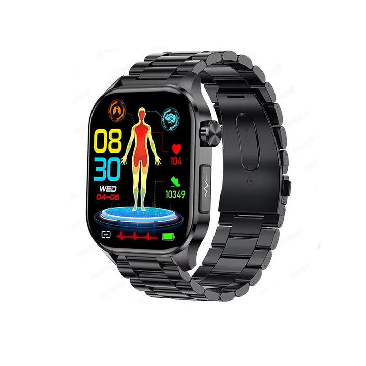 Daily health monitoring smartwatch for seniors, tracking crucial vital signs for better care and safety.