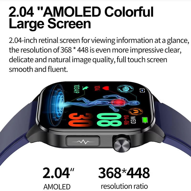 Elderly health smartwatch featuring emergency SOS function & comprehensive vital tracking for peace of mind.