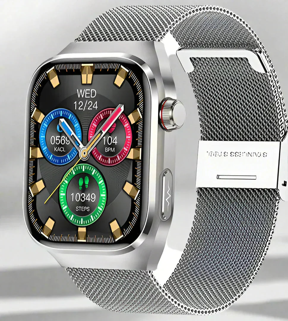 Stay healthy with a wellness device smartwatch, track blood sugar & ECG effortlessly.