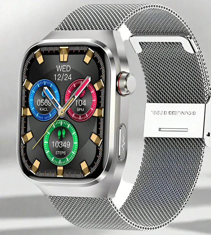 Stay healthy with a wellness device smartwatch, track blood sugar & ECG effortlessly.