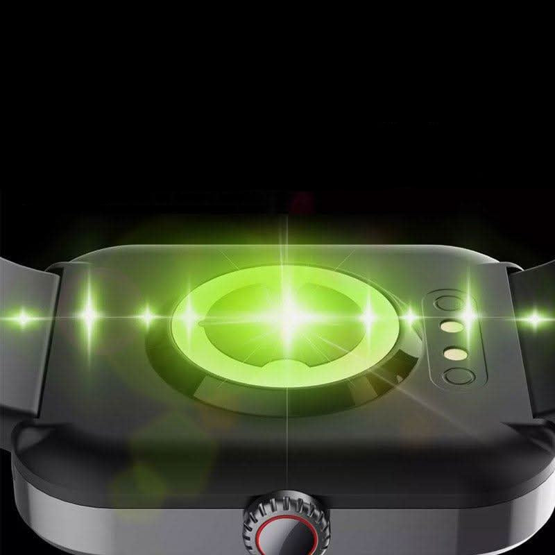 Smart health watch with non-invasive blood sugar monitoring and full vital sign tracking.