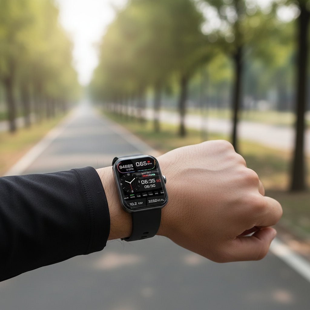Non-invasive blood sugar monitor smartwatch, a sleek wellness device for effortless health tracking.
